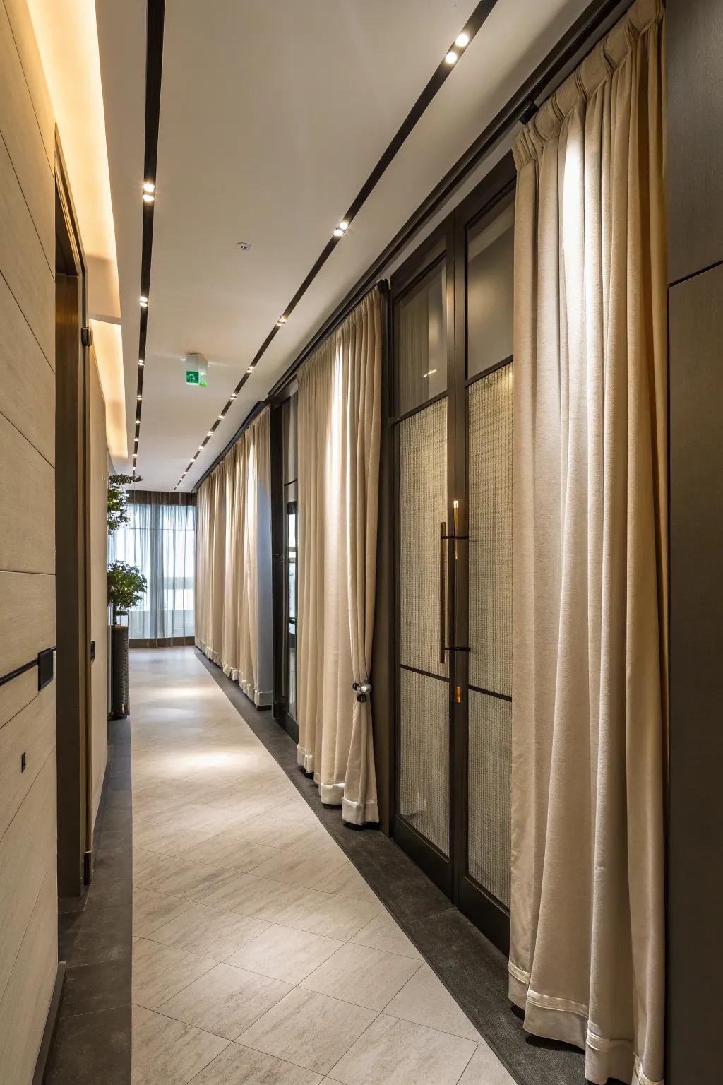 Spring-mount rods offer a simple drape hanging solution.