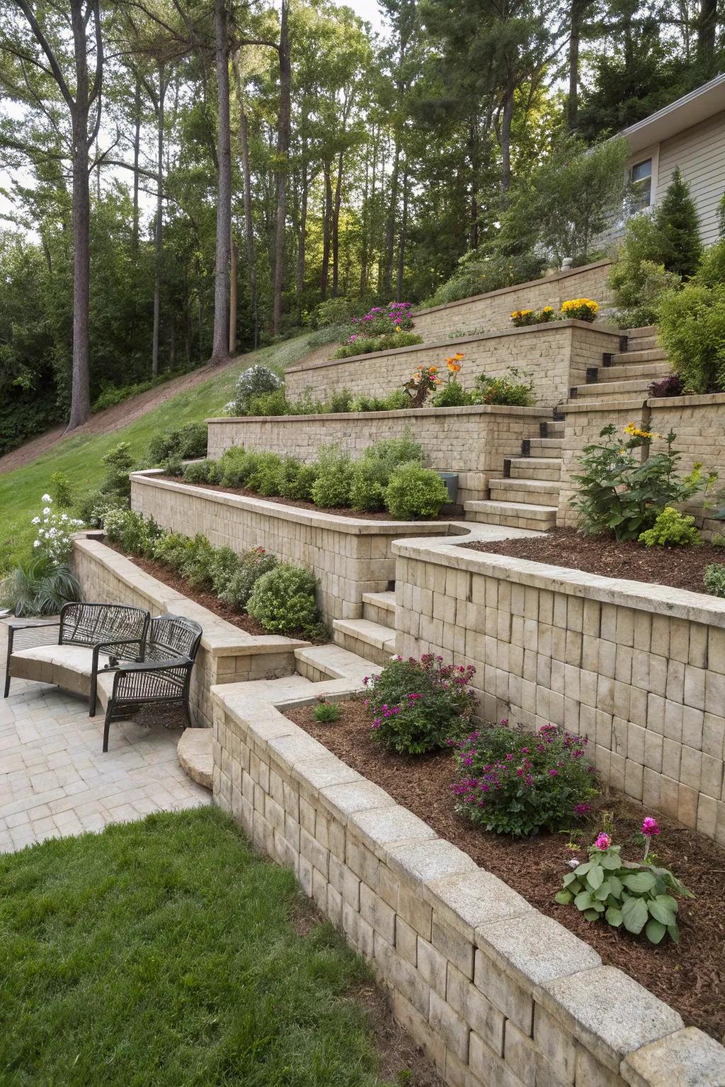 Multi-tiered terraces offer versatility and majesty.