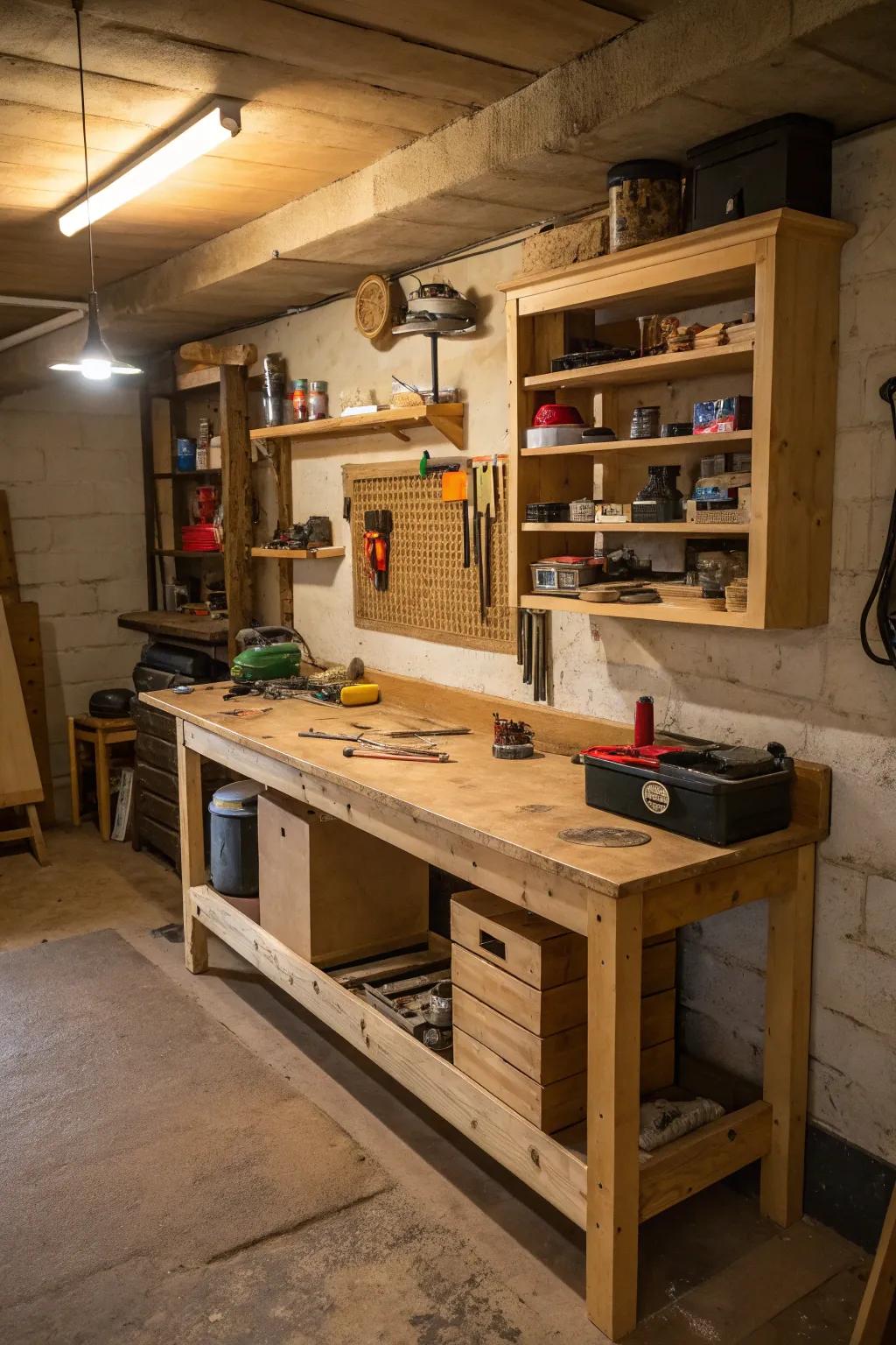 A rustic workshop is ideal for creativity and craftsmanship.