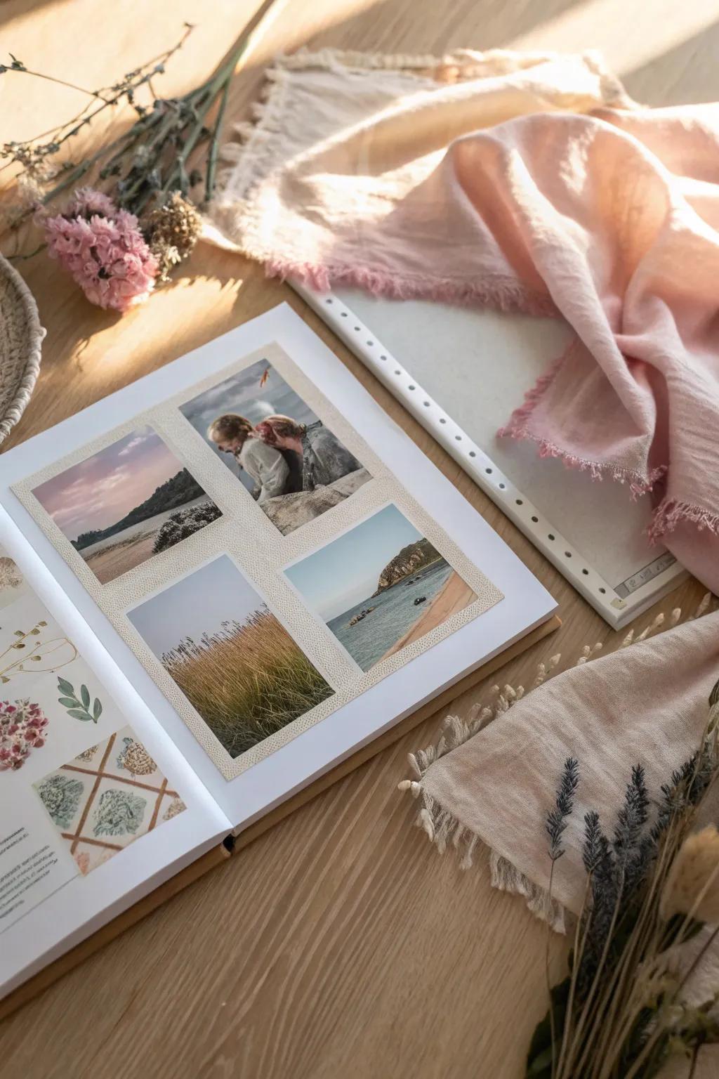 Elevate your scrapbook with a touch of fabric elegance. 🌿✨