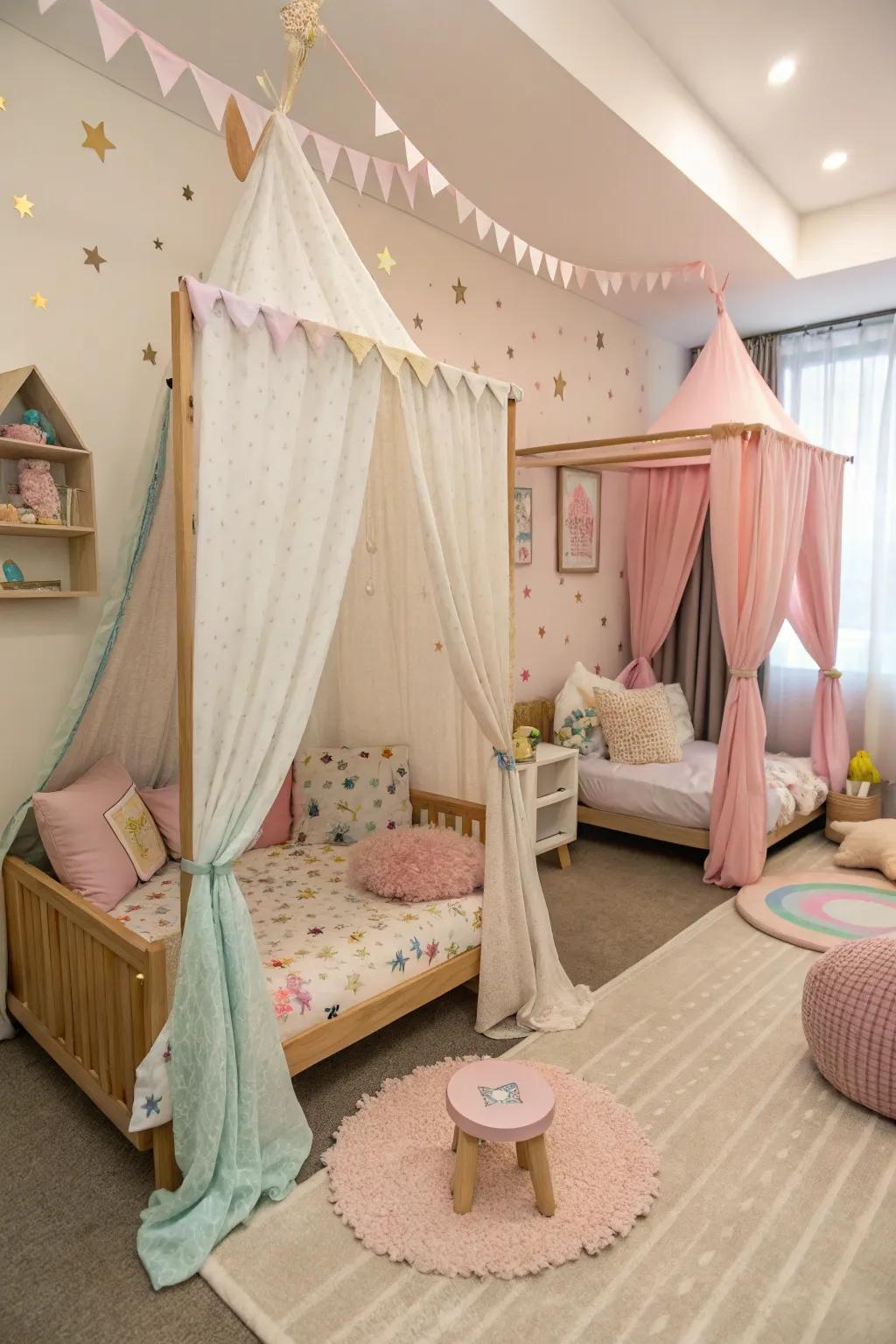 Canopy beds offer seclusion and a touch of elegance.