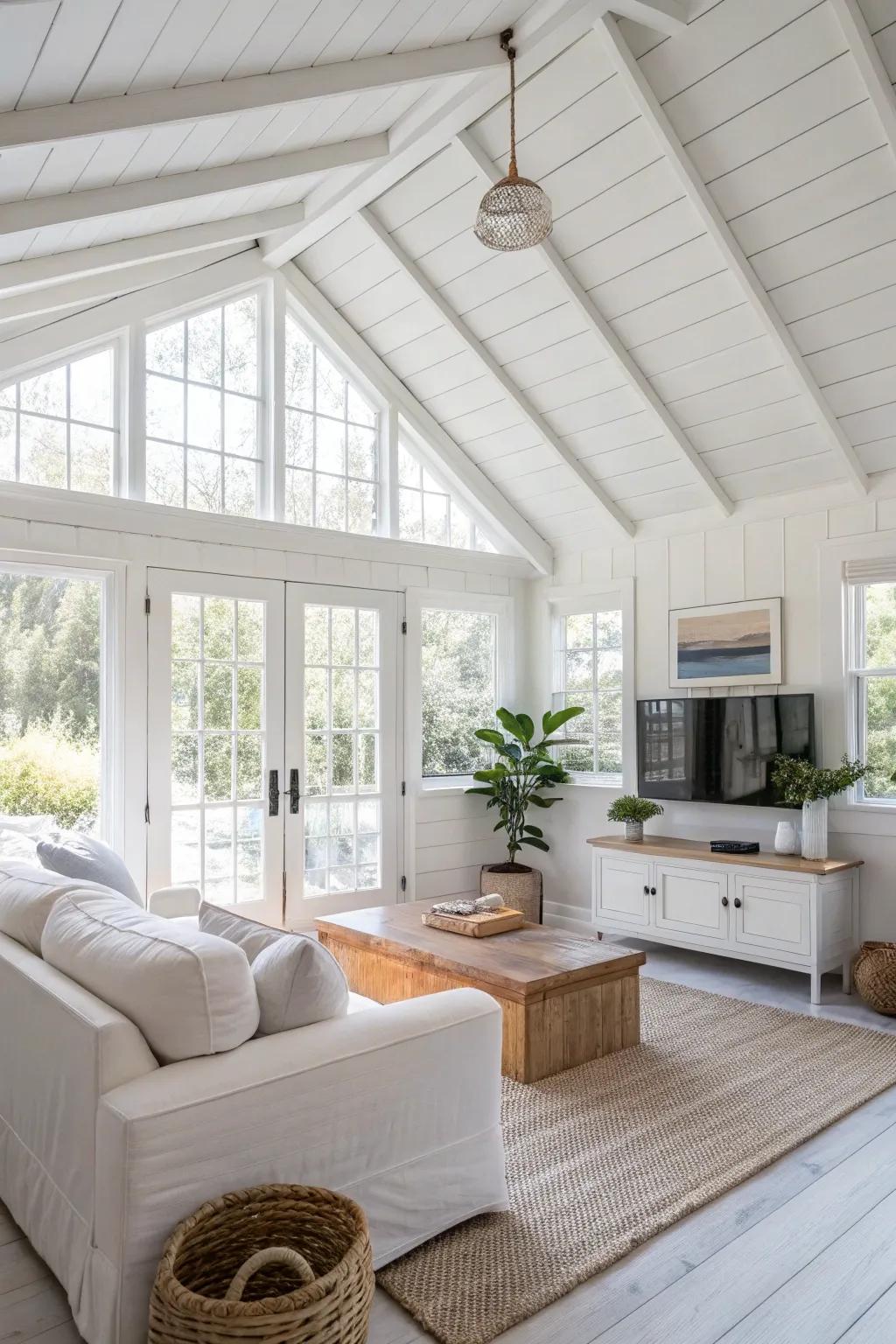 A pale pigment spectrum amplifies spaciousness in the living area.