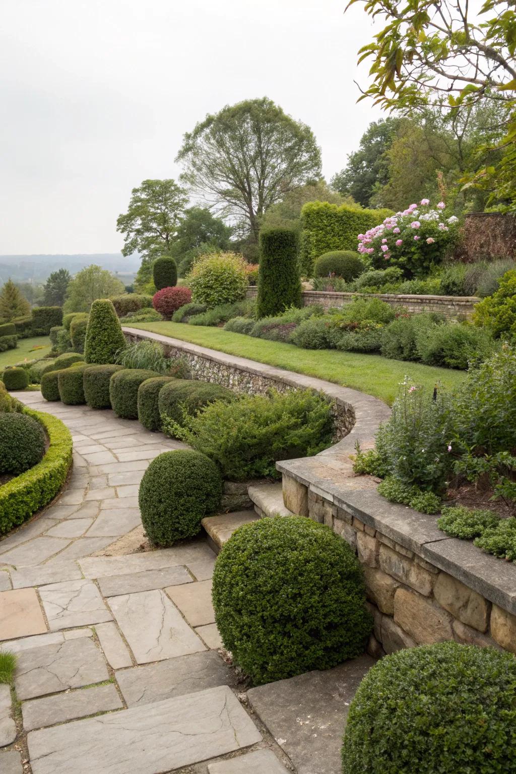 Shrubs soften the edges of hardscapes, integrating them into the garden.
