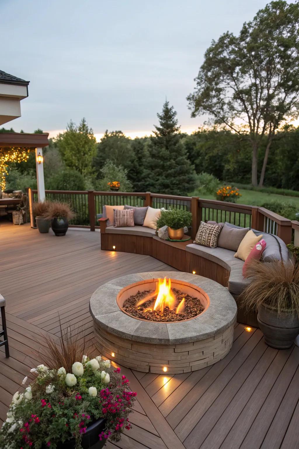 A blaze pit injects warmth and makes your deck a year-round escape.