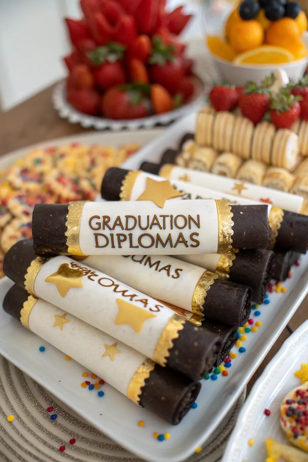 Ingenious edible graduation awards incorporating a thematic element to the table.