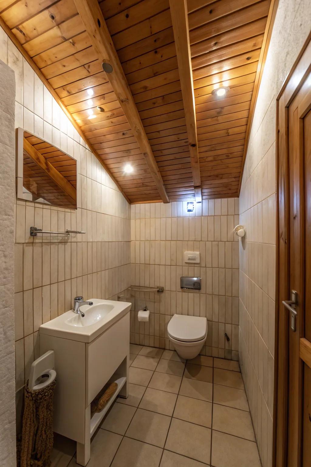 Inset illumination offers a streamlined solution for wood roofs.