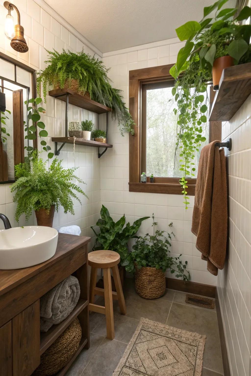 Verdant plants and cocoa accents forge a revitalizing raw vibe.