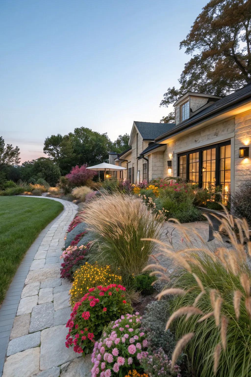 Incorporate elegance and movement through ornamental grasses.