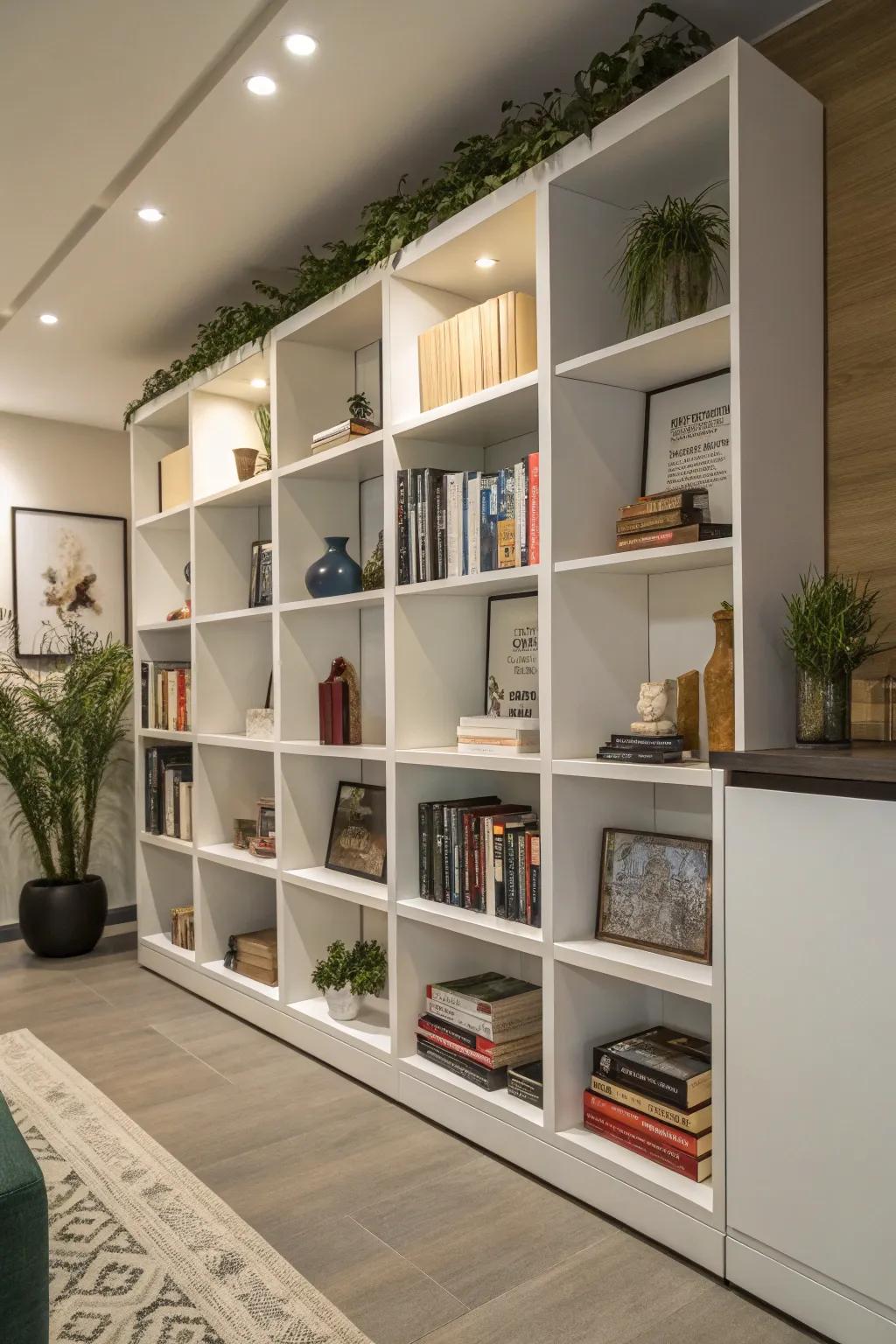 Modular shelving changes to fit your growing reading collection.