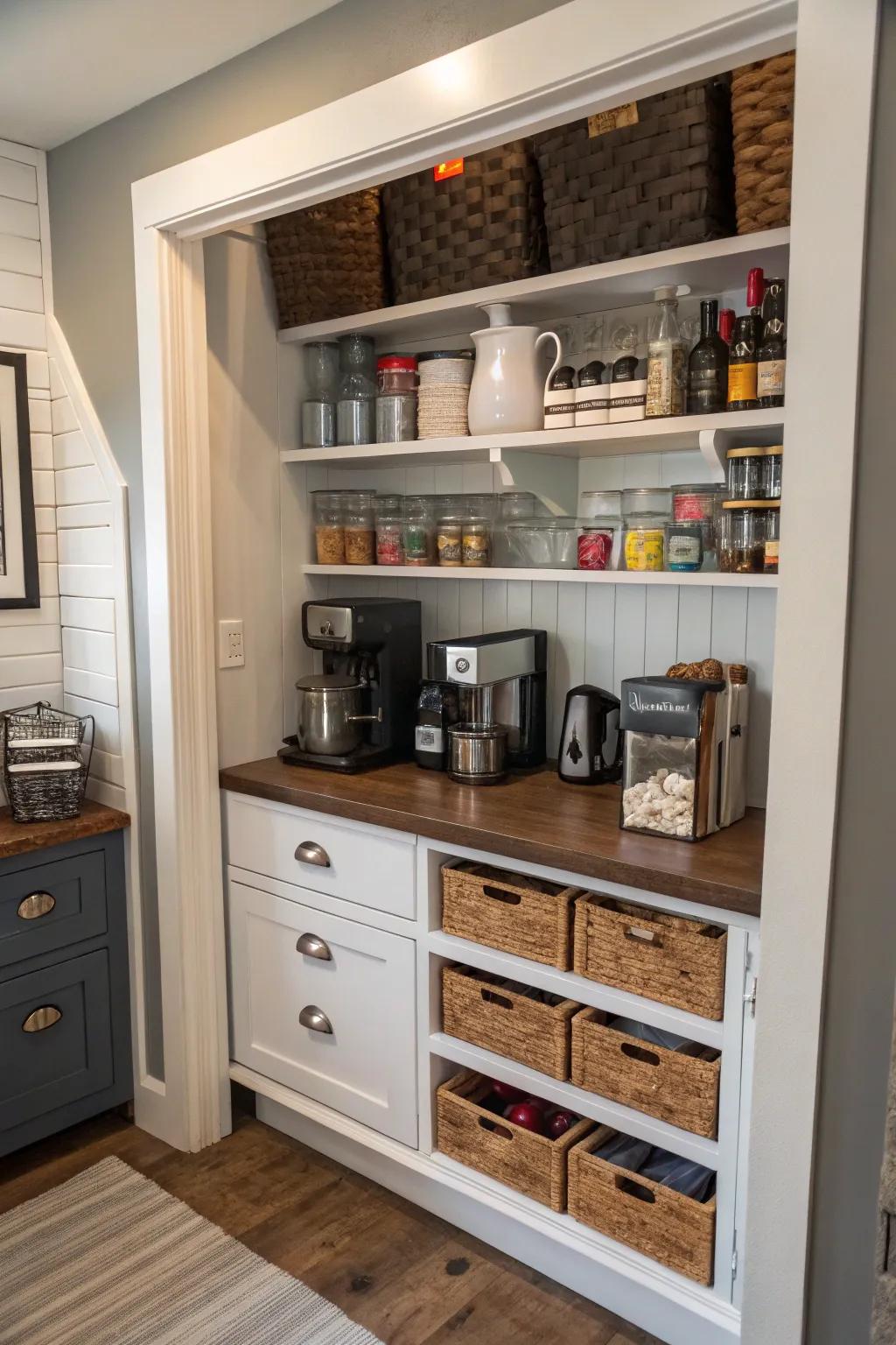 Transform alcoves into functional spaces within petite kitchens.