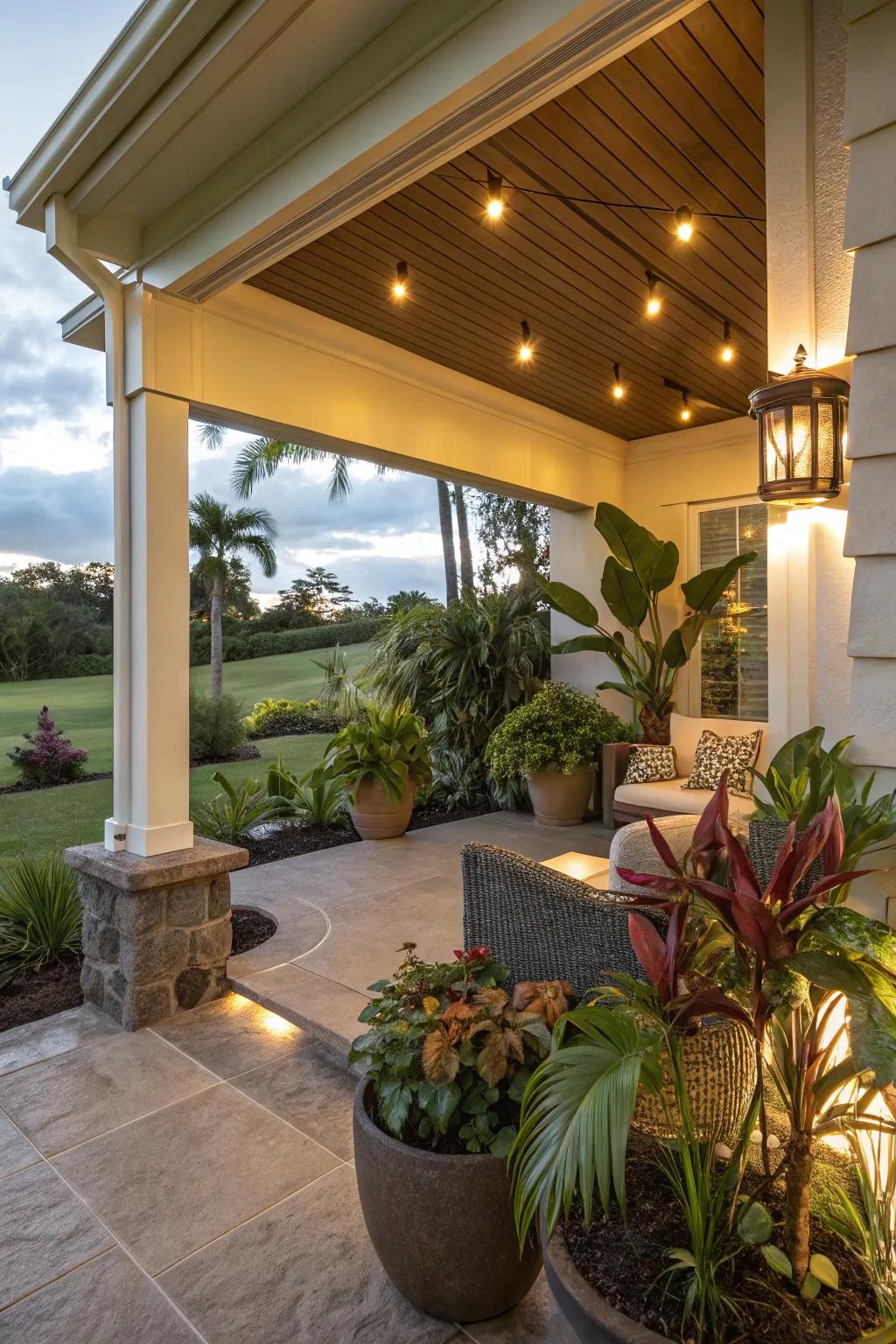 Highlight your lanai's best features with strategic accent illumination.