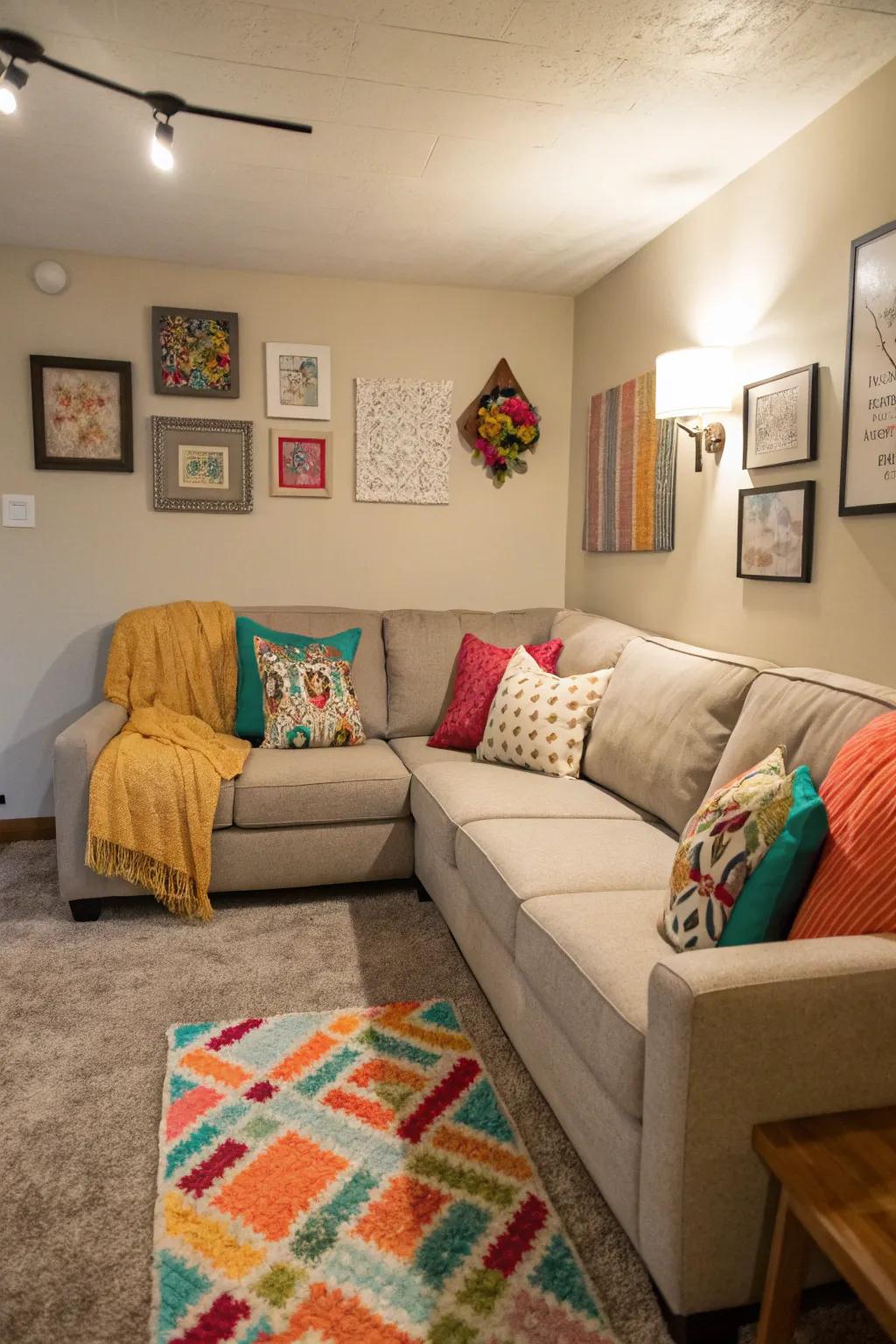Vibrant accessories personalize and liven up smaller locations.