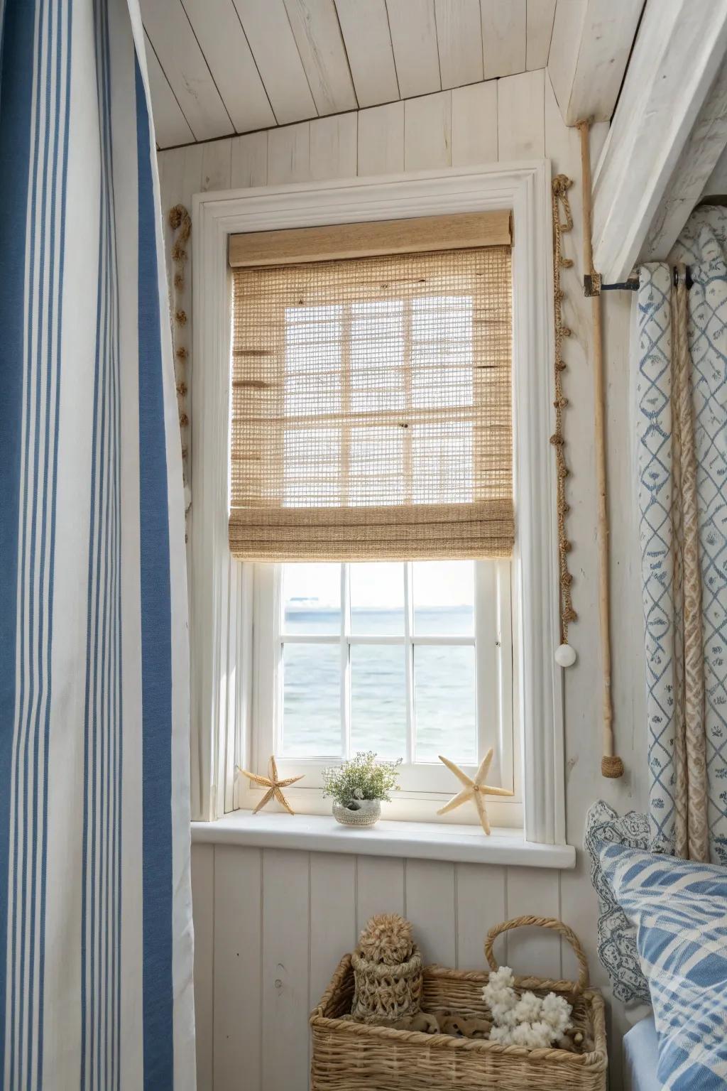 Interwoven solutions impart a seaside, relaxed vibe.