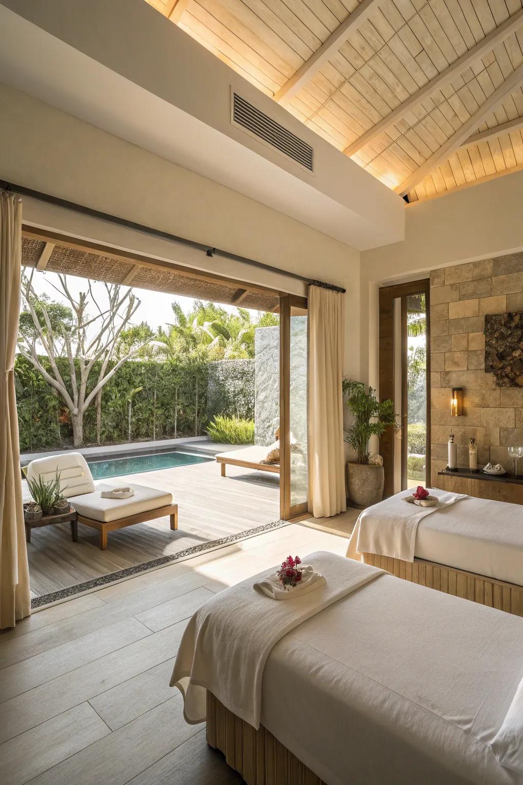 Make an airy spa using an open design.