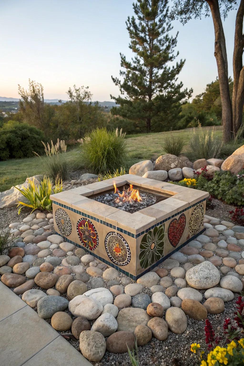 Mosaic highlights instill artistic flair into hearths.