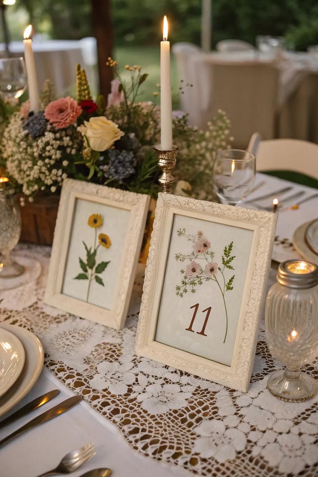 Leaf frames provide an organic, romantic tablescape.