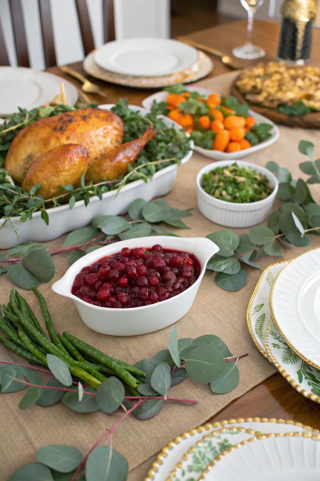 Greenery introduces a fresh and vibrant element to the table.
