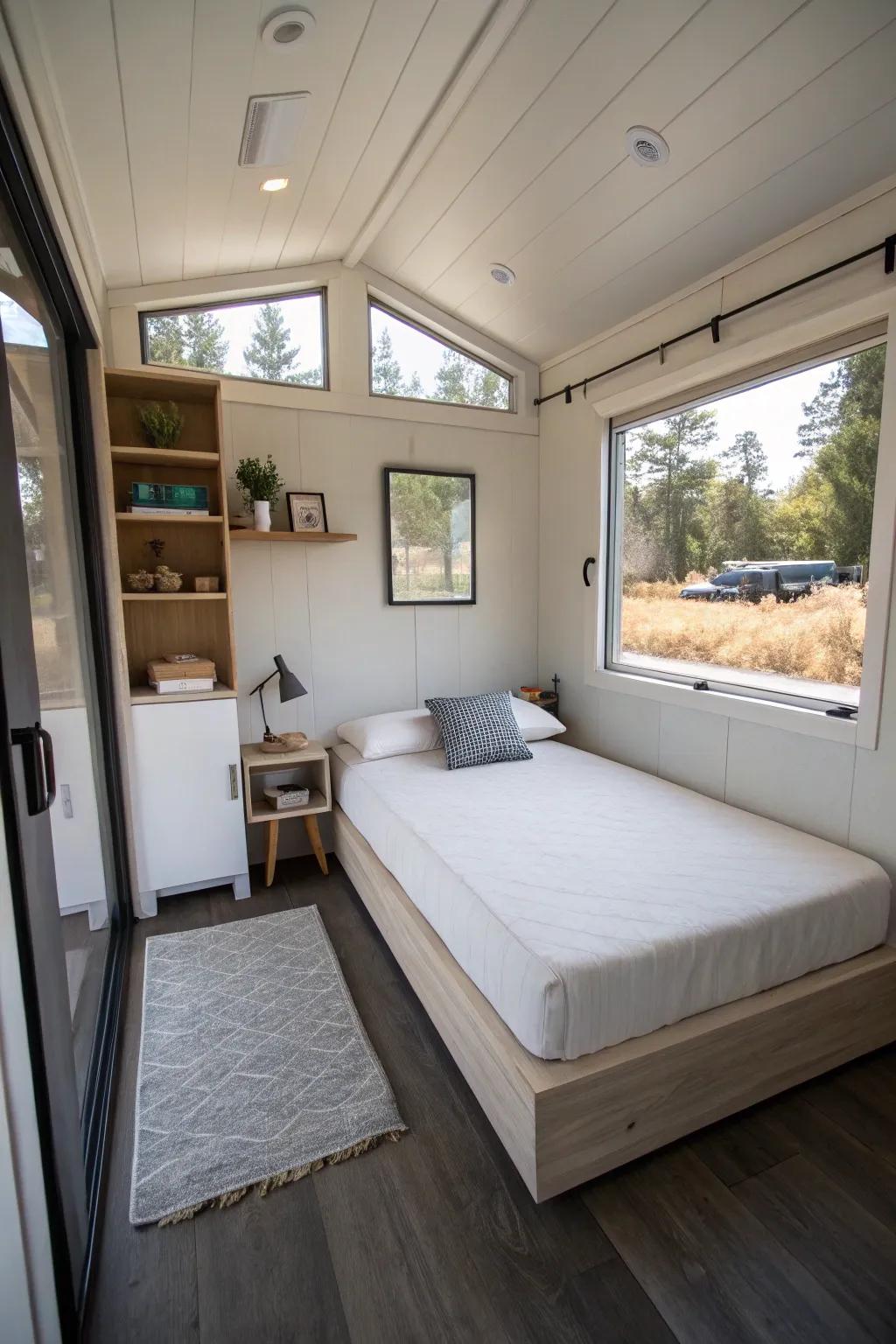 A mattress on the floor creating a simple and spacious sleeping space vibe.