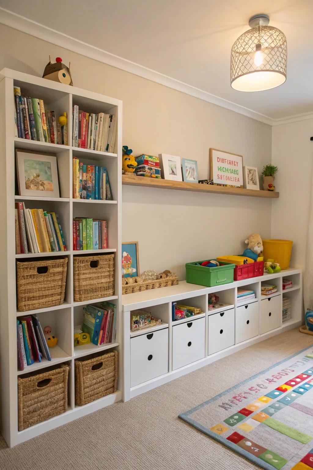 Wall-attached storing keeps essentials organized and accessible.