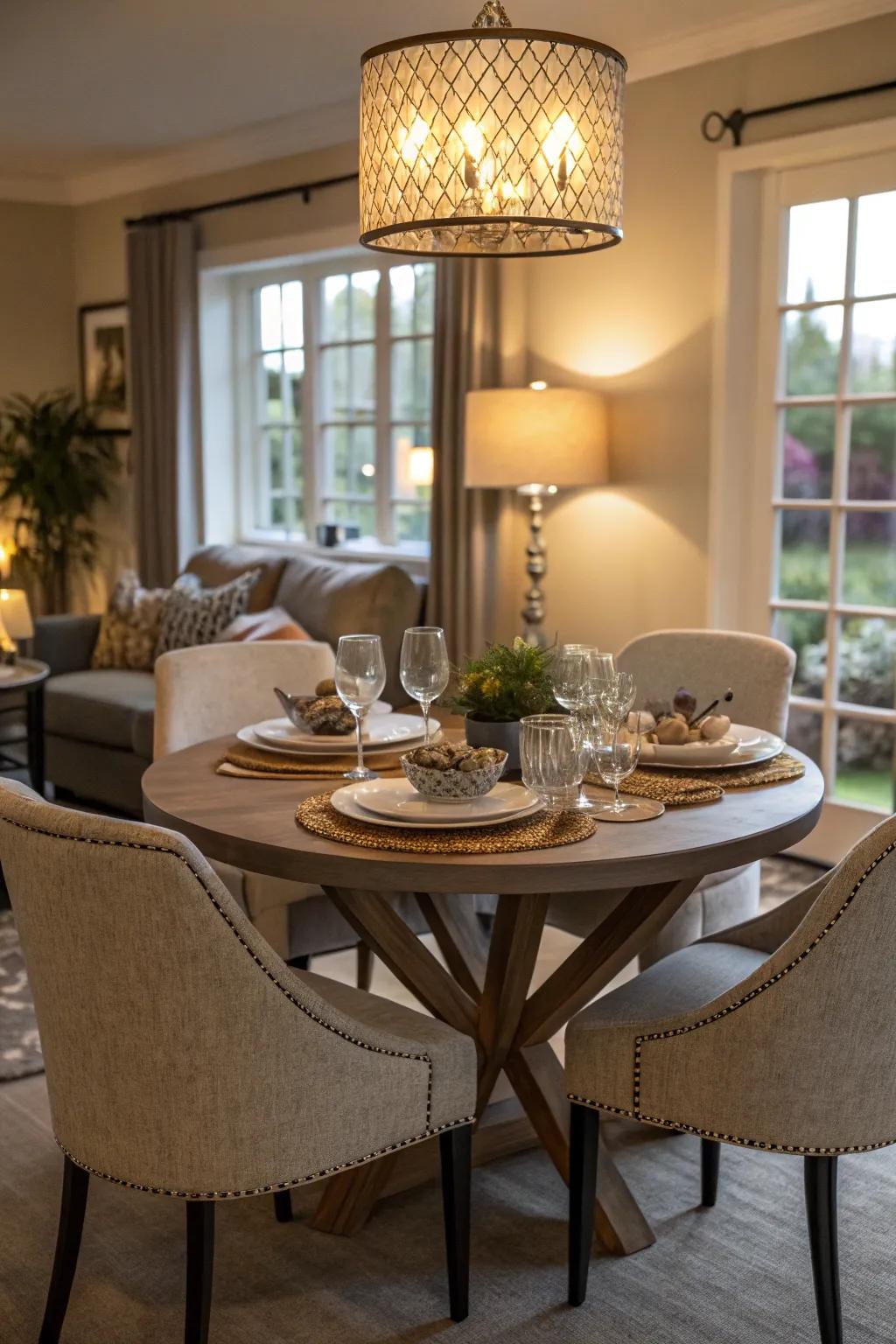 Intimate dining area featuring a round table