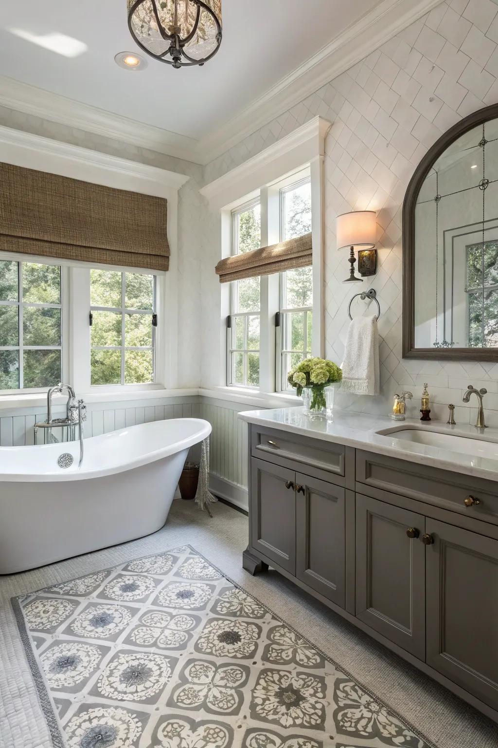 Transitional design merges modern and traditional features for a harmonious effect.