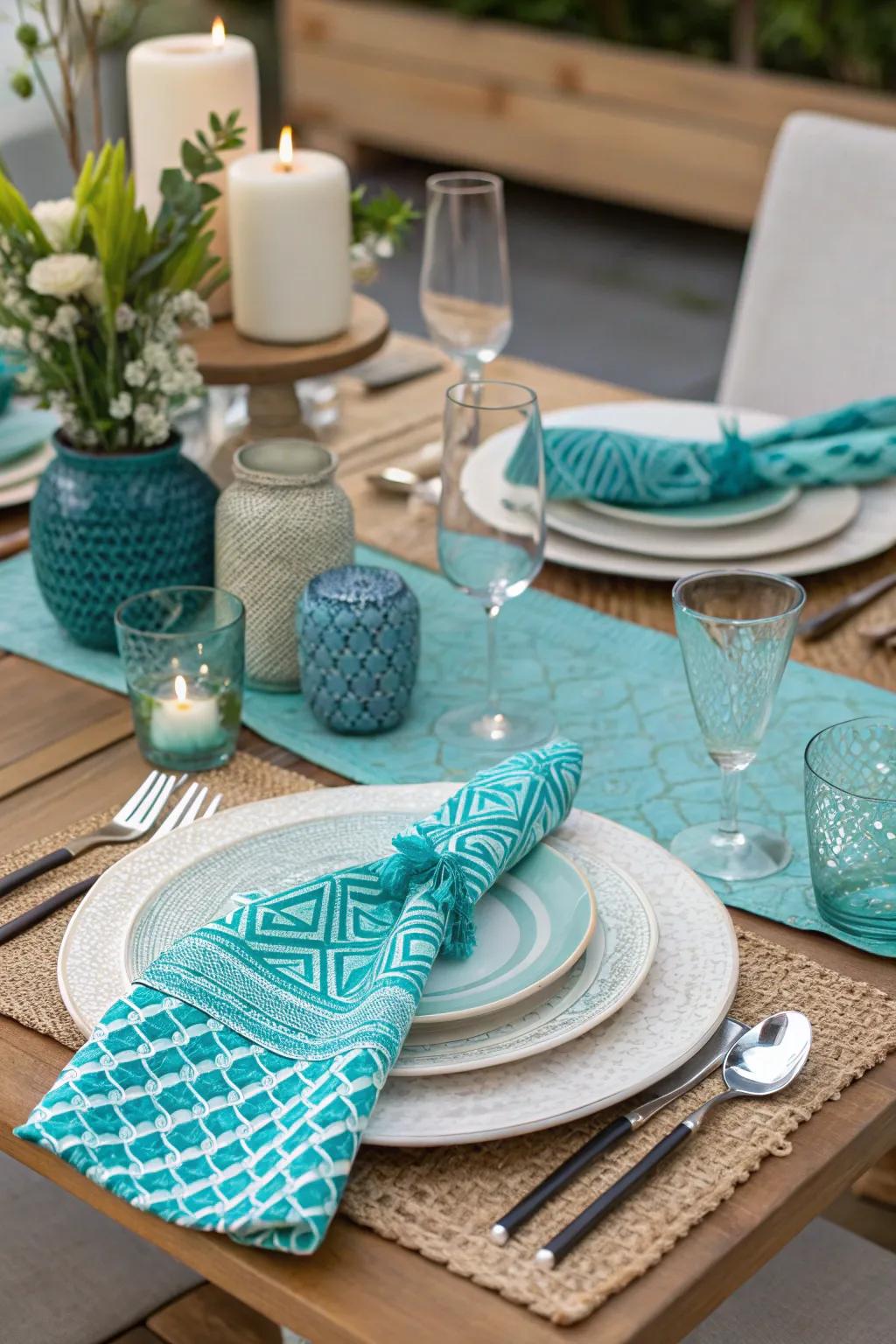 A concoction of configurations fashions a spirited and visually energetic table setting.