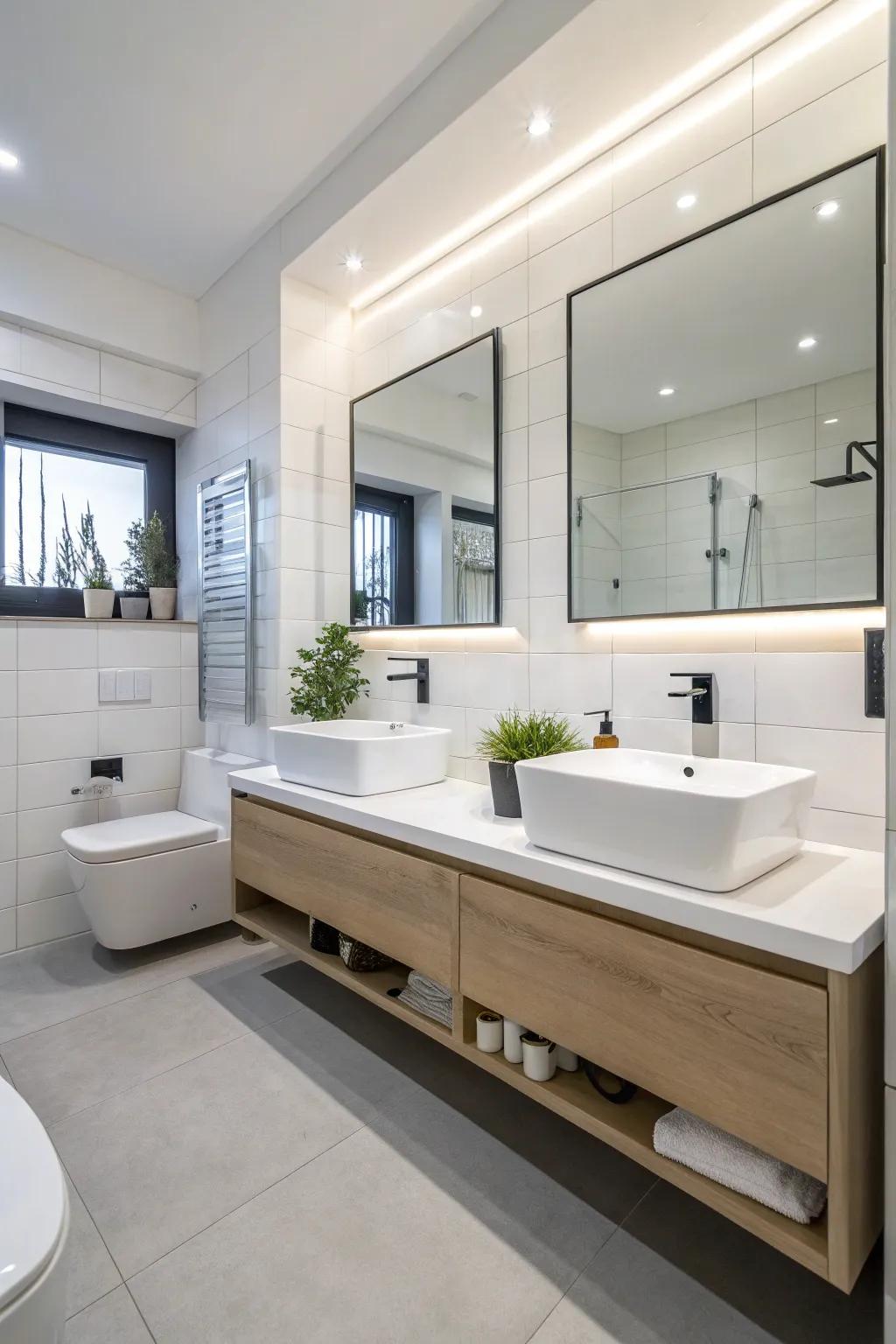 Elevated fixtures heighten the sensation of space and modernity.