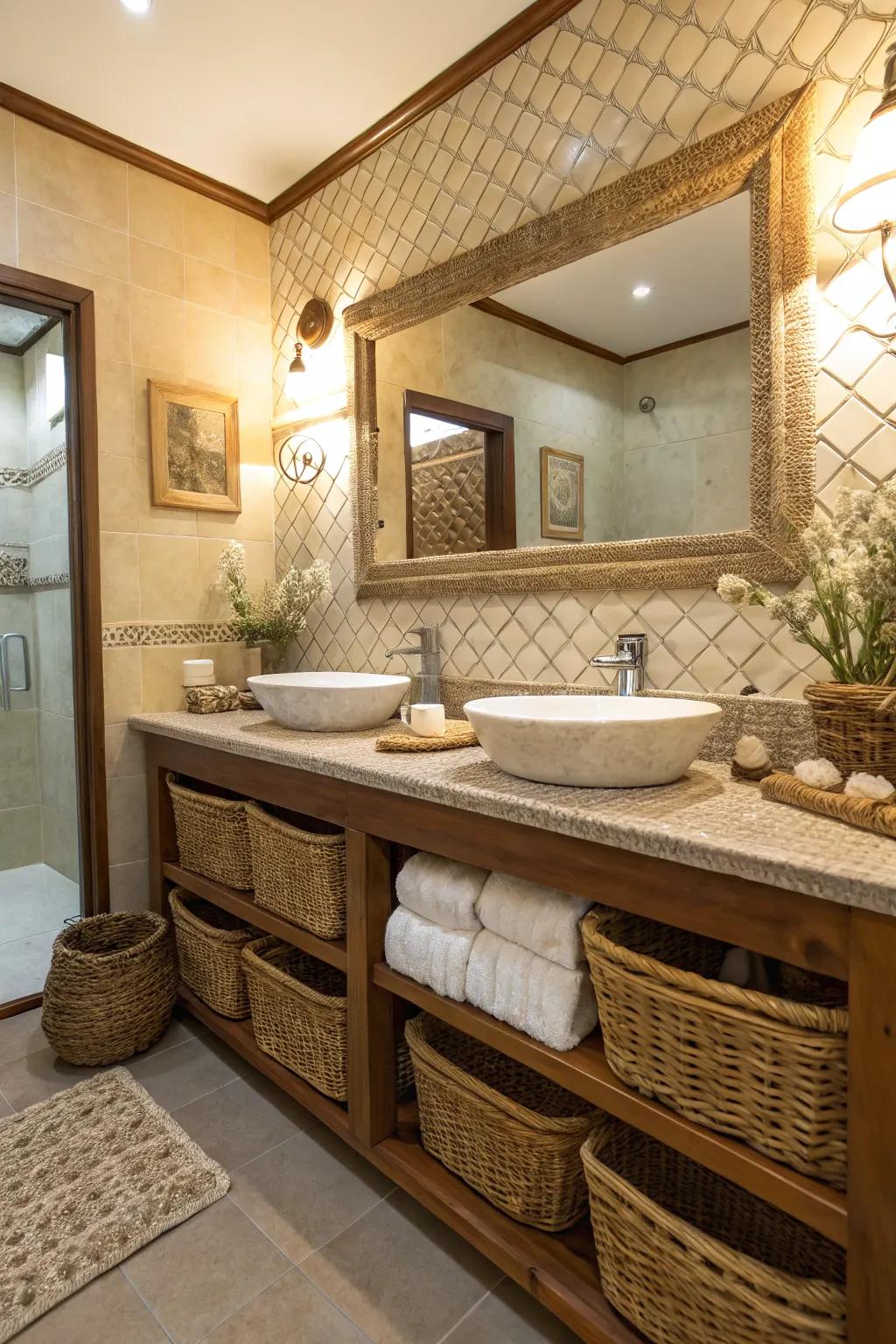 Tactile elements add depth and interest to your vanity.