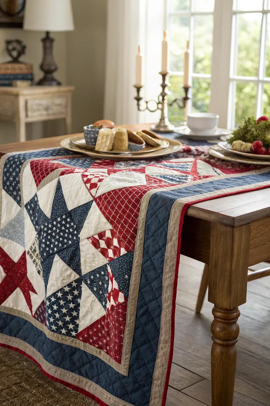 A patriotic fabric infusing warmth across the table.