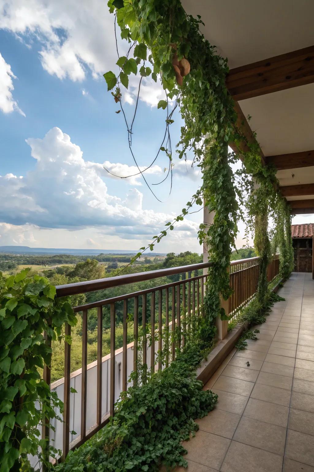 Convert exterior spaces into green getaways with draping vines.
