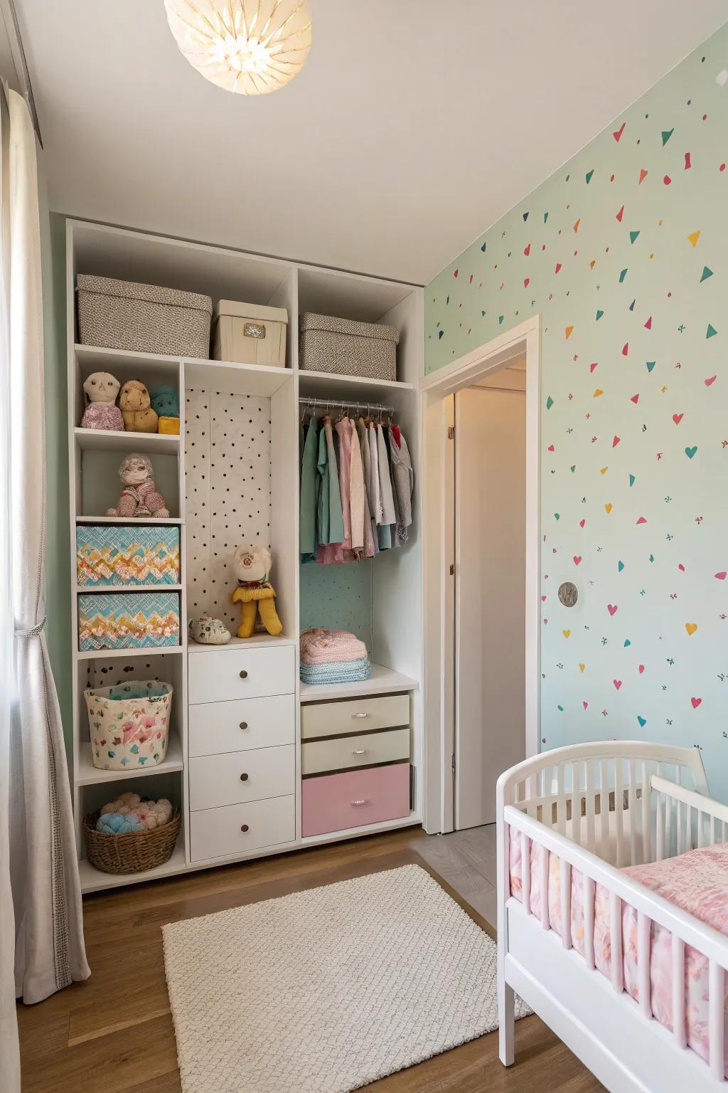 A feature wall adds a pop of personality.