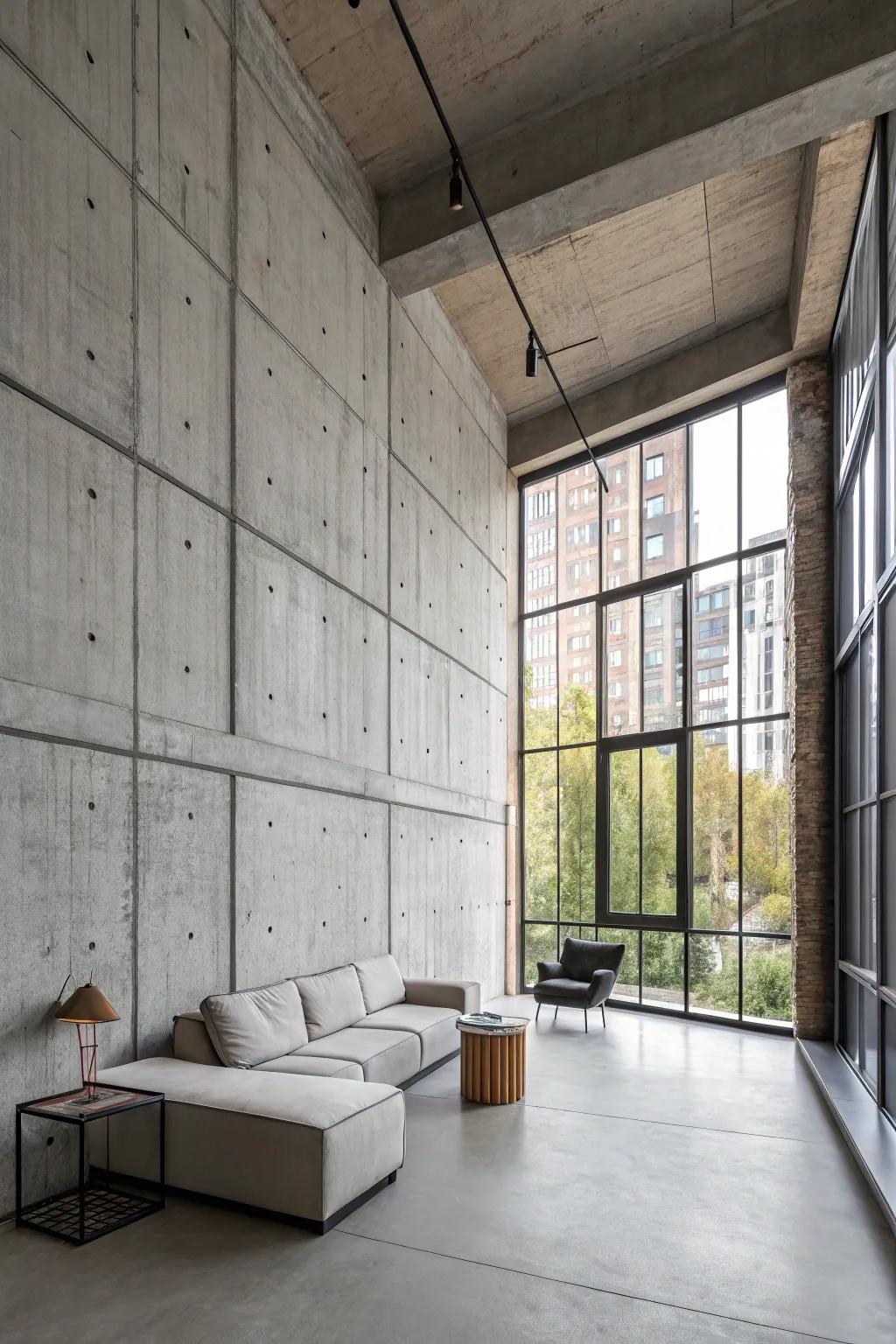 Concrete walls provide a trendy, urban edge that’s timeless.
