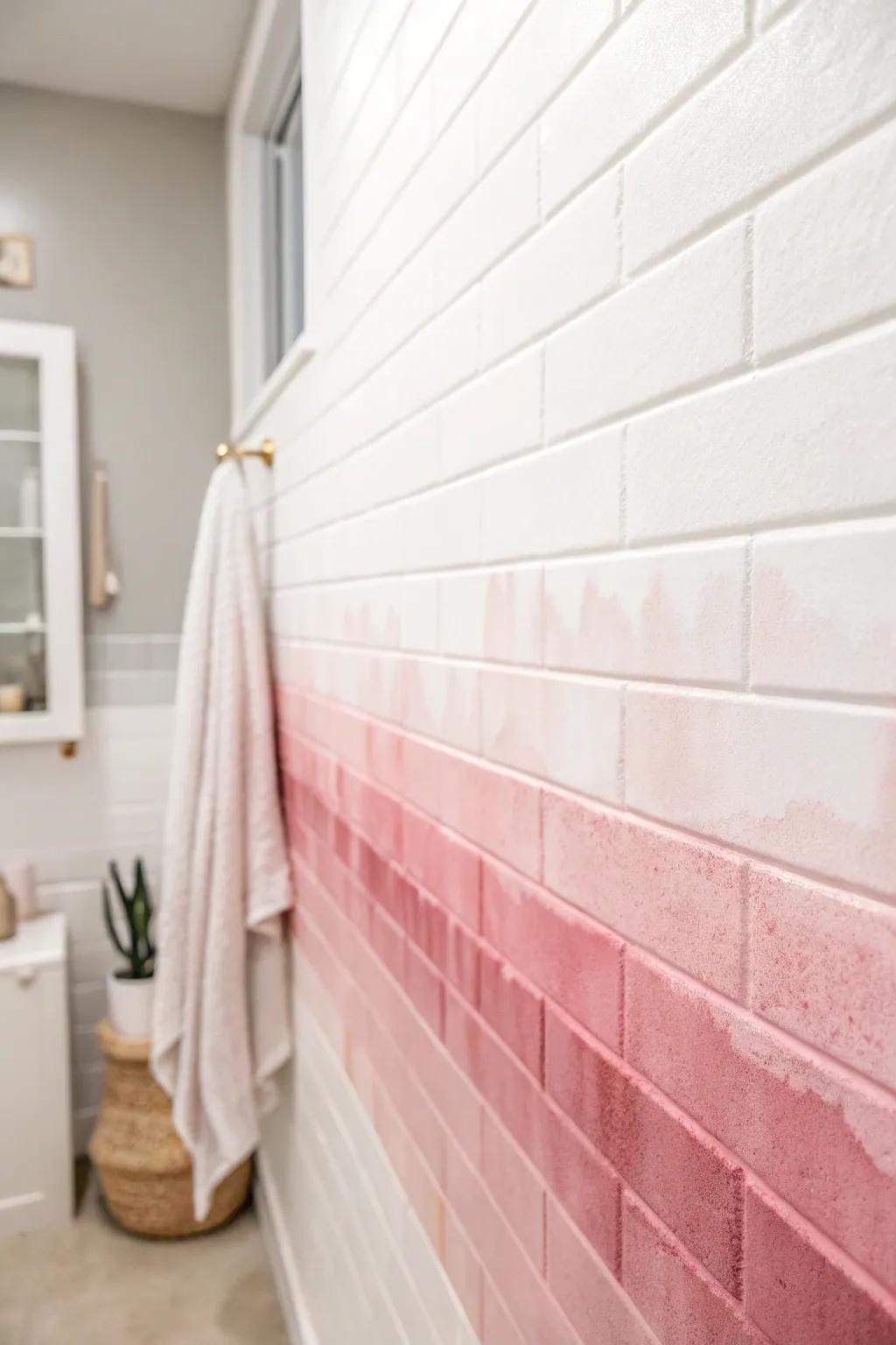 Blurred shade transformations introducing luxury to a washing space.