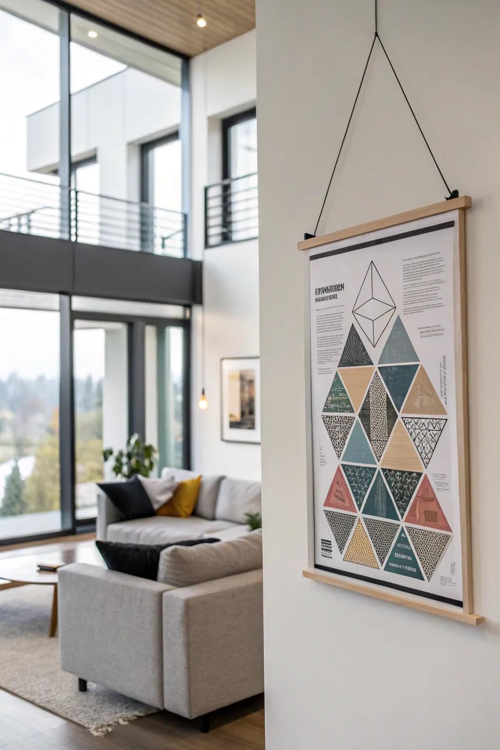 Polygonal patterns contribute contemporary structure.