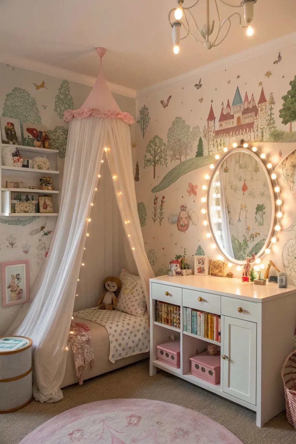 Enchanted tales establish a magical and adventurous space.