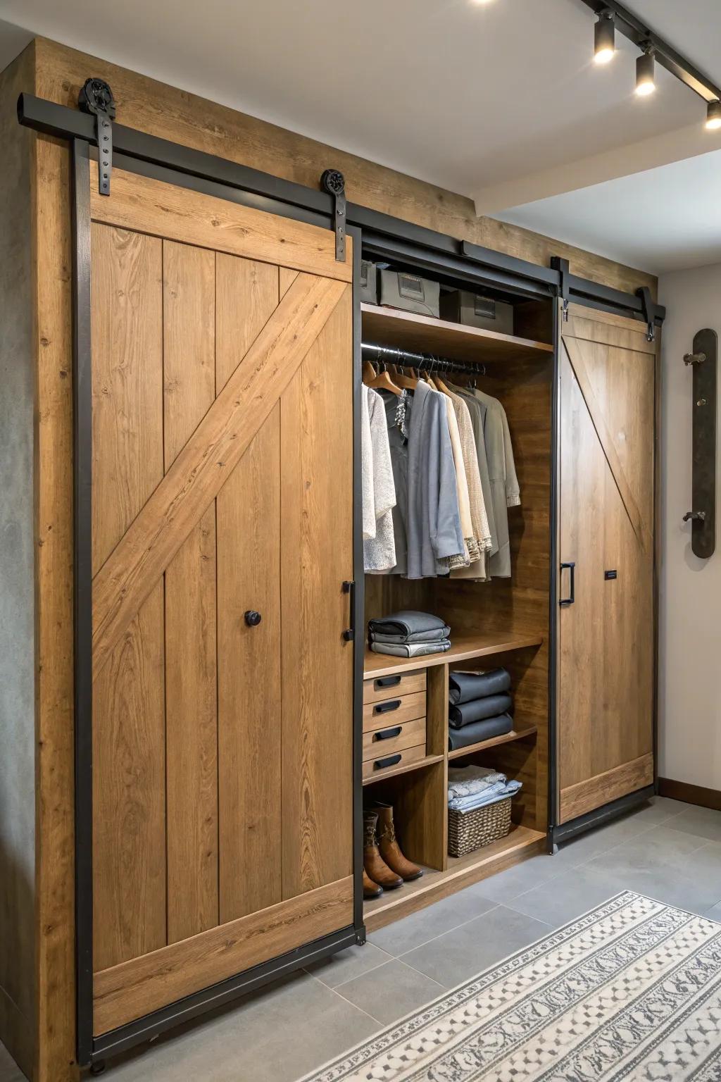 Varied materials add texture and visual interest to wardrobe interiors.