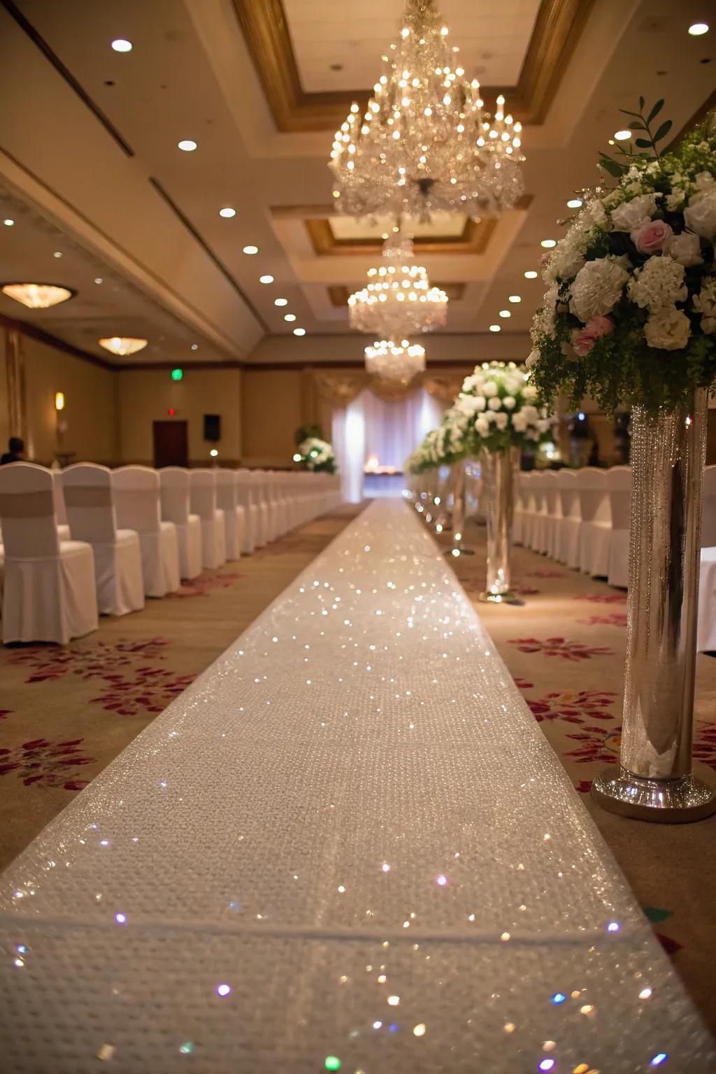 A shimmering bead path adds glamour and elegance.