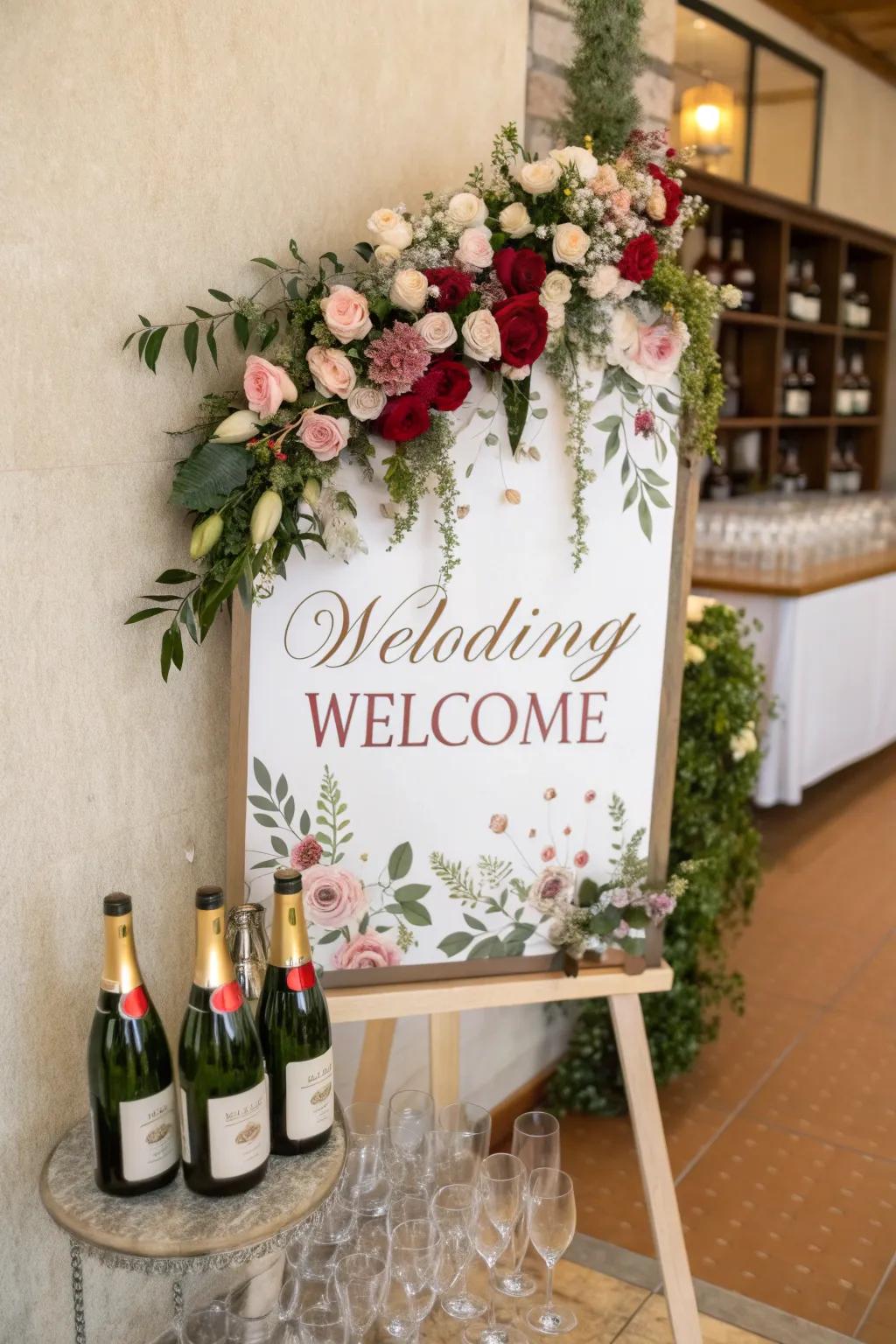A bubbly wall welcomes guests with a celebratory drink.