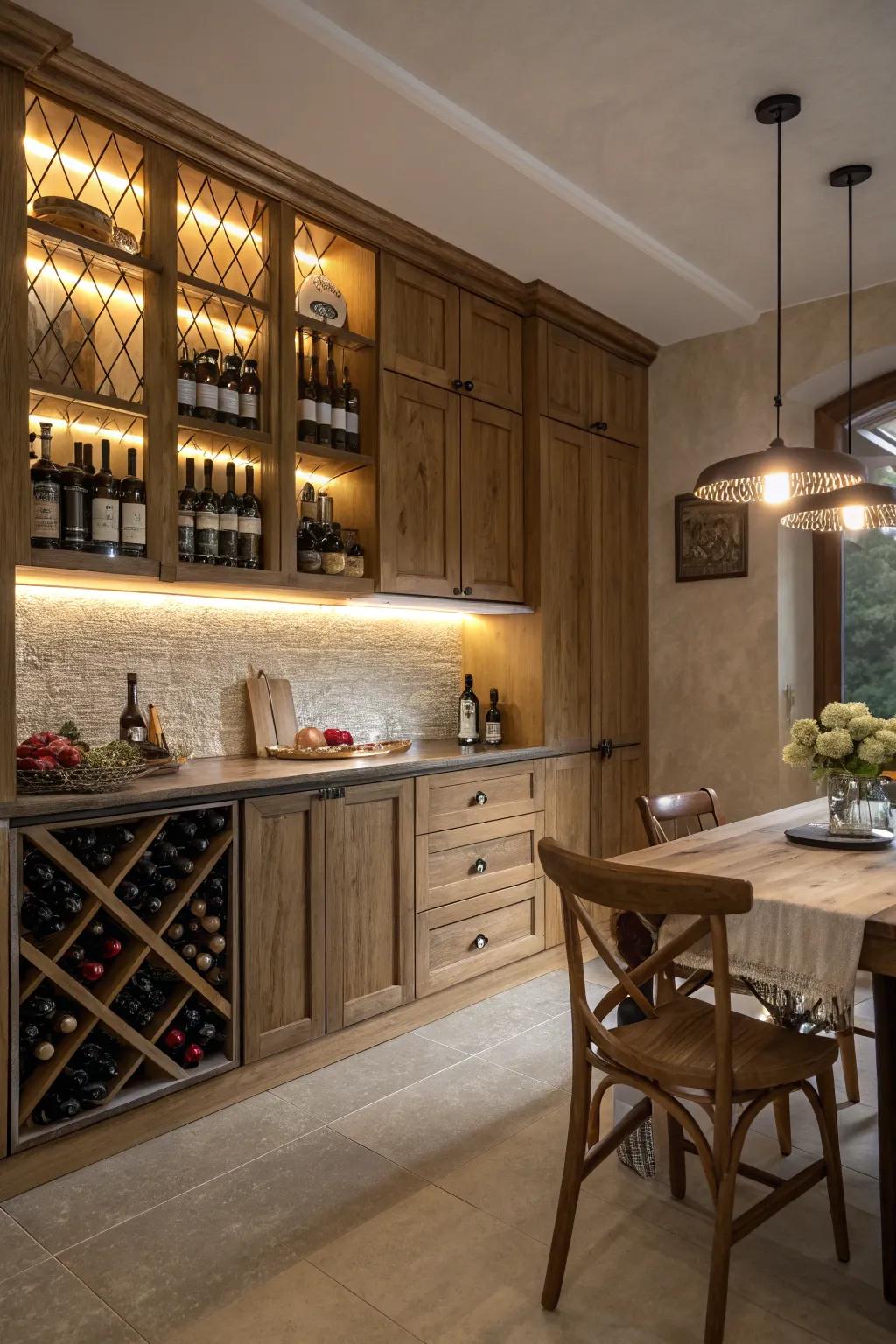 Ambient glow enhances the appeal of wine holding.
