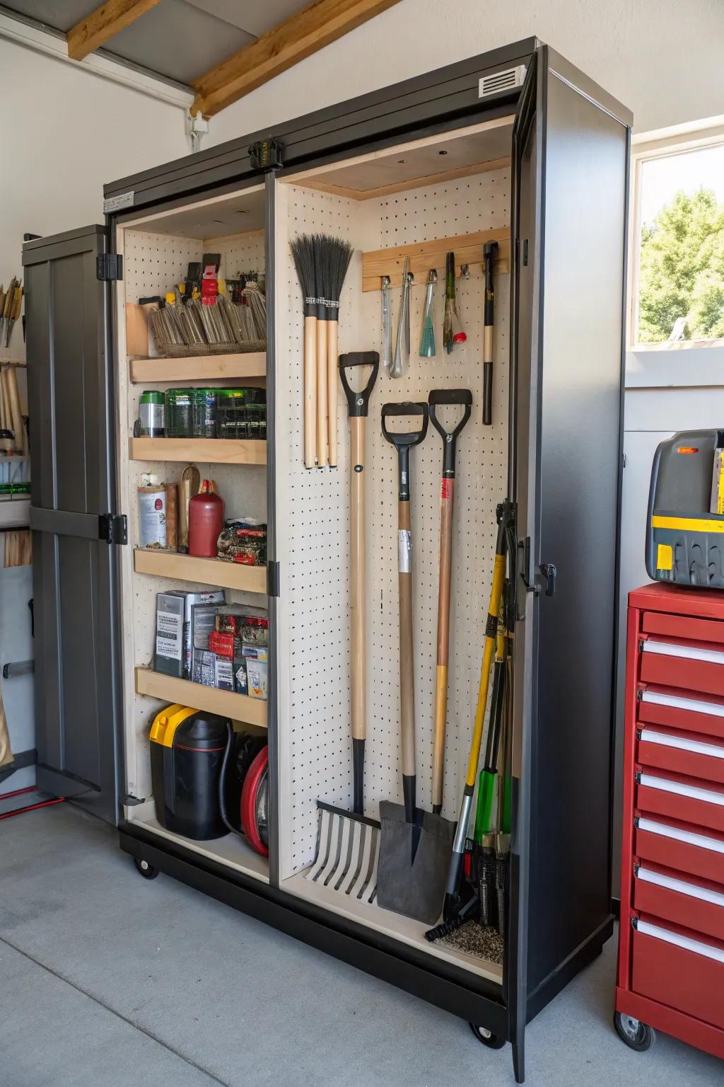 A tool cabinet that can be tailored offers tailored organization.