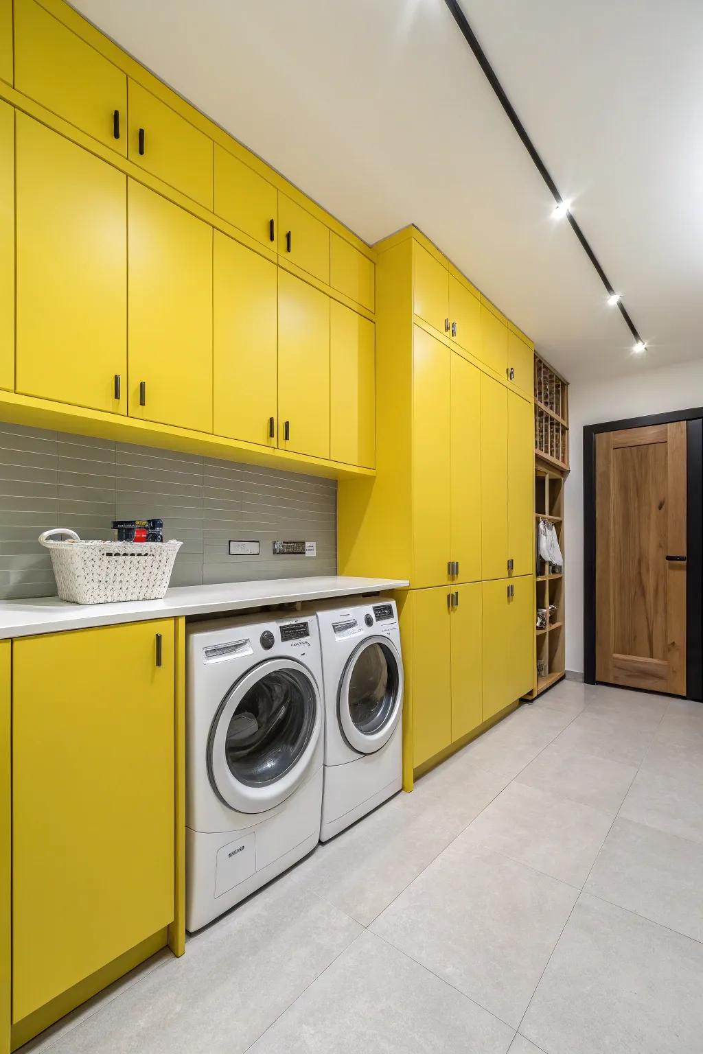 A cheerful utility room styled with fixtures.