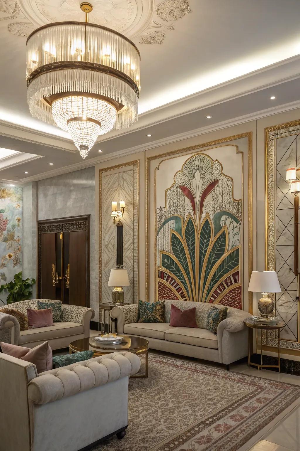 Bring glamour with art deco murals.