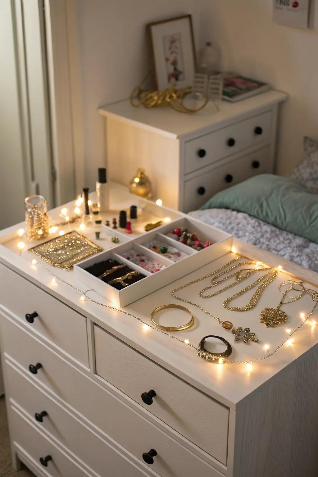 Infuse a touch of sparkle into your dresser display.