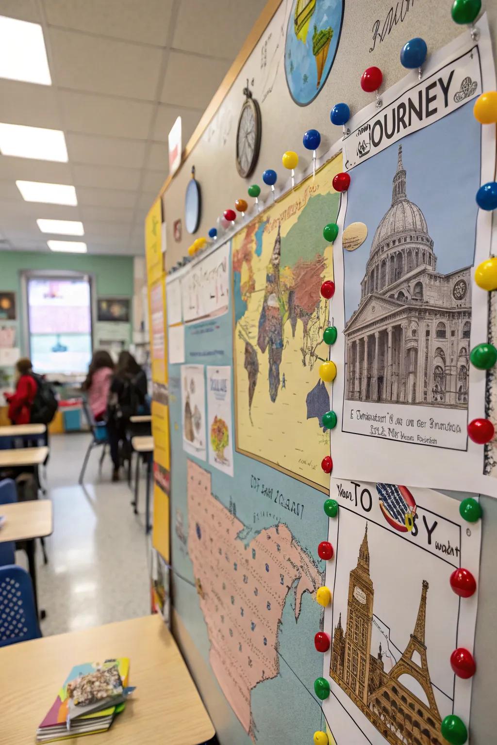 Journey-based bulletin board catalyzing the study adventure.