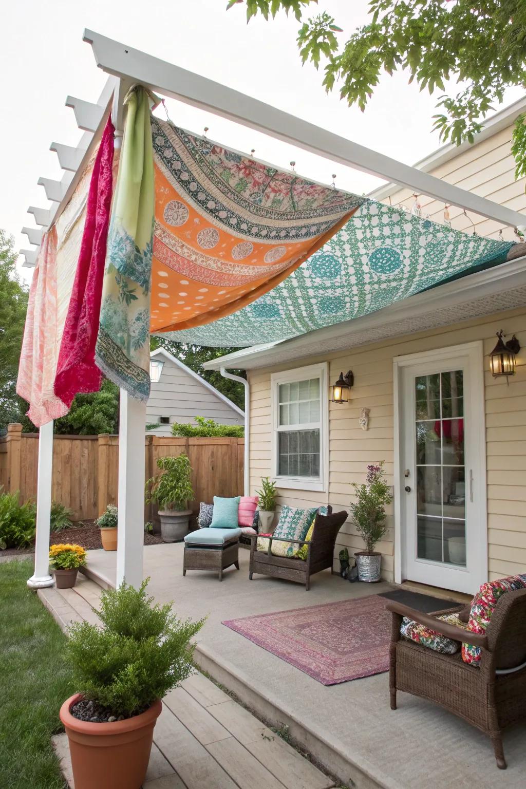 Personalize your space with a personalized textile drapes overhead covering.