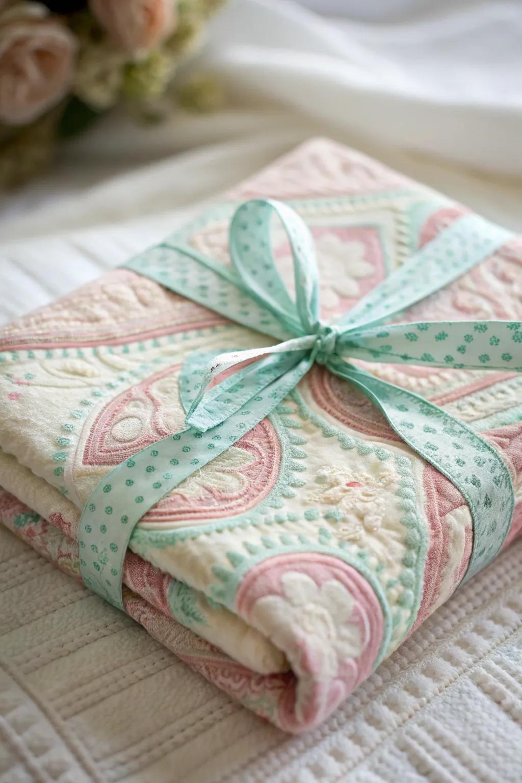 A nostalgic offering covered in a classic infant wrap, perfect for a meaningful gesture.