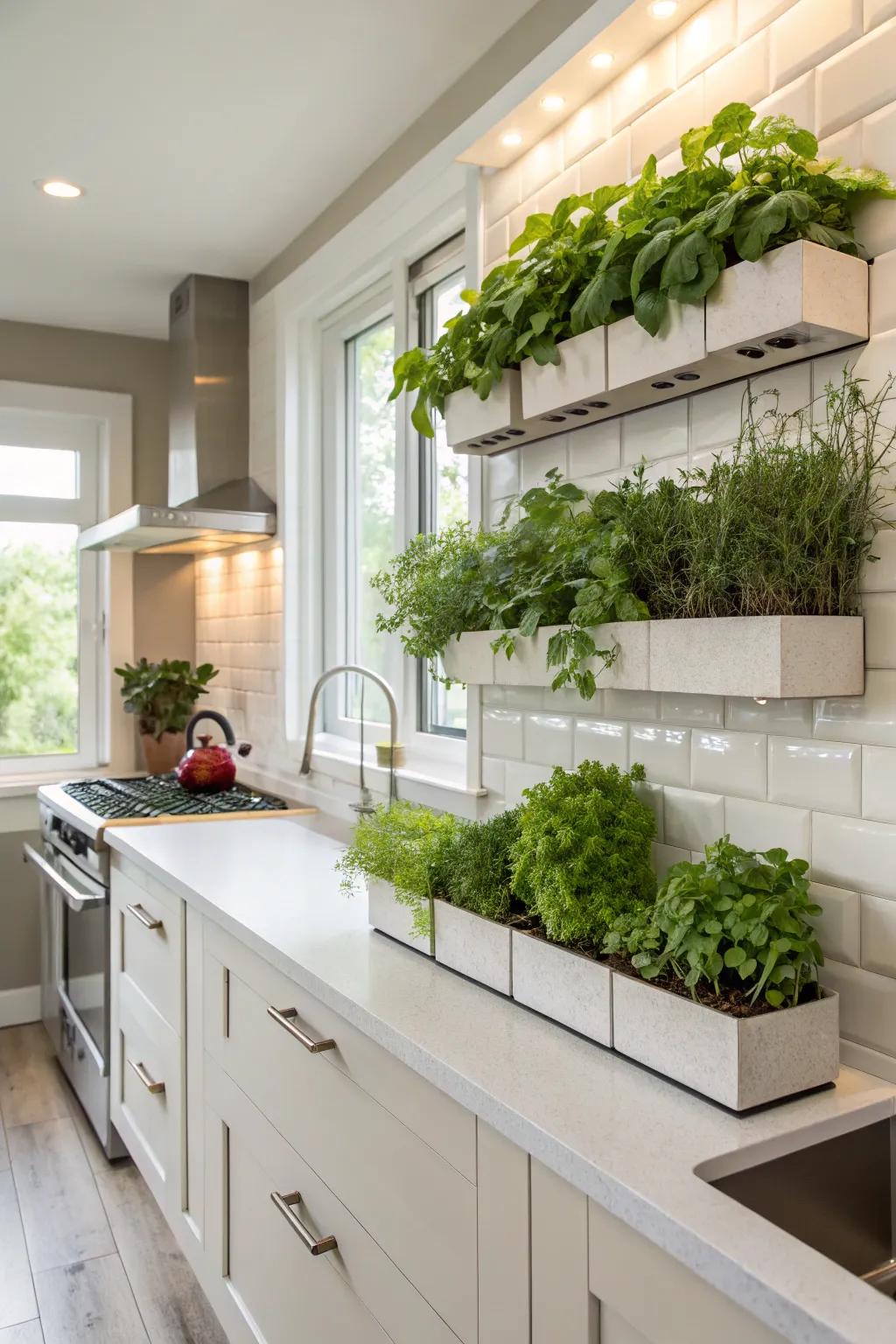 Incorporate greenery for a fresh and natural kitchen vibe.