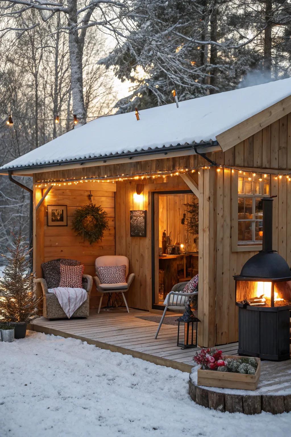 Grill year-round with a winter-ready BBQ shed.