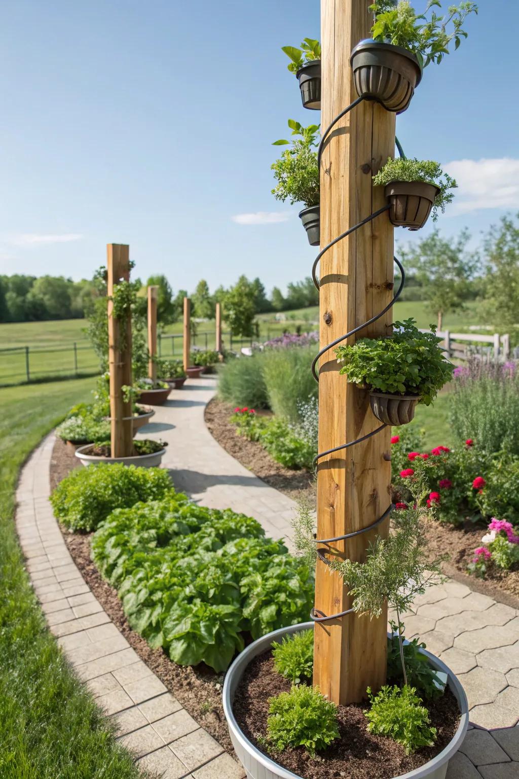Maintain herbs close and stylish with spiraling posts.