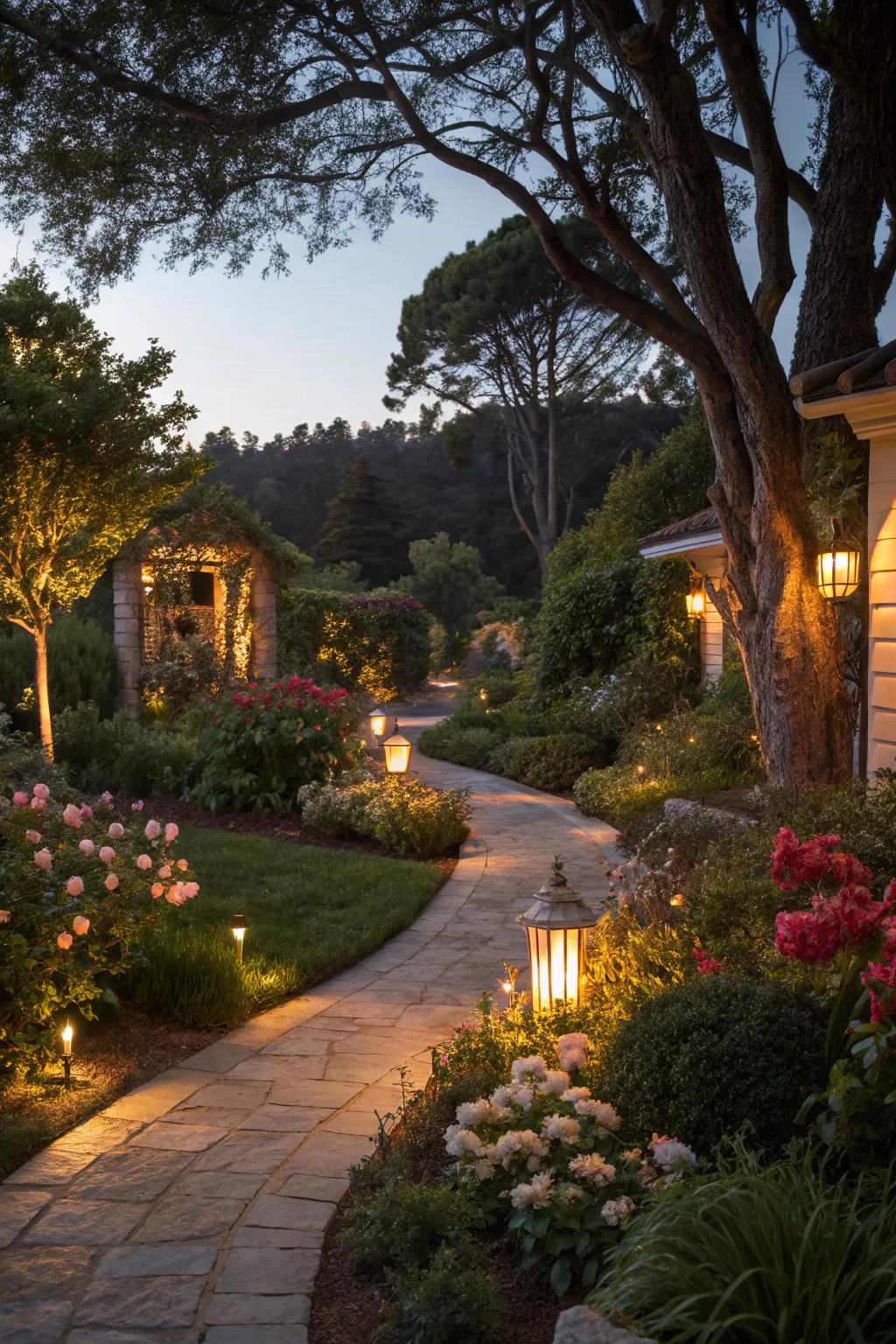 Garden lighting enhances the ambiance and safety of outdoor spaces.